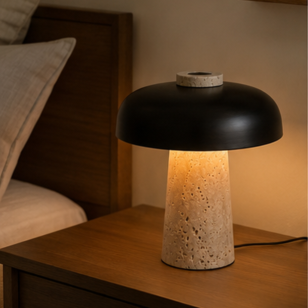 Noma Travertine Mushroom Table Lamp