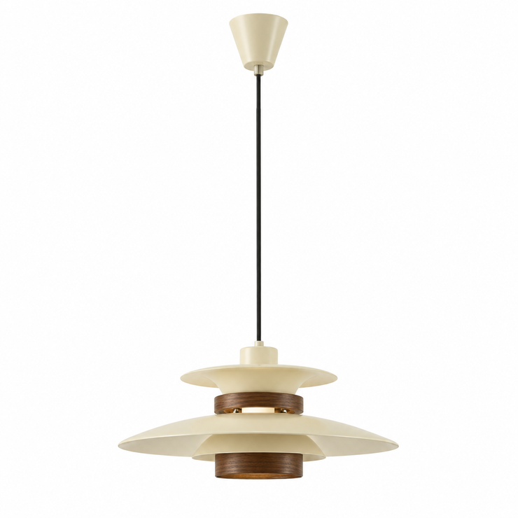 Mid-Century Modern Ash Wood UFO Pendant Light
