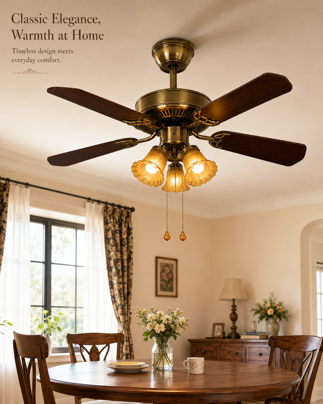 Aura Wood Blade Ceiling Fan Light handcrafted lighting design by SolenaLighting