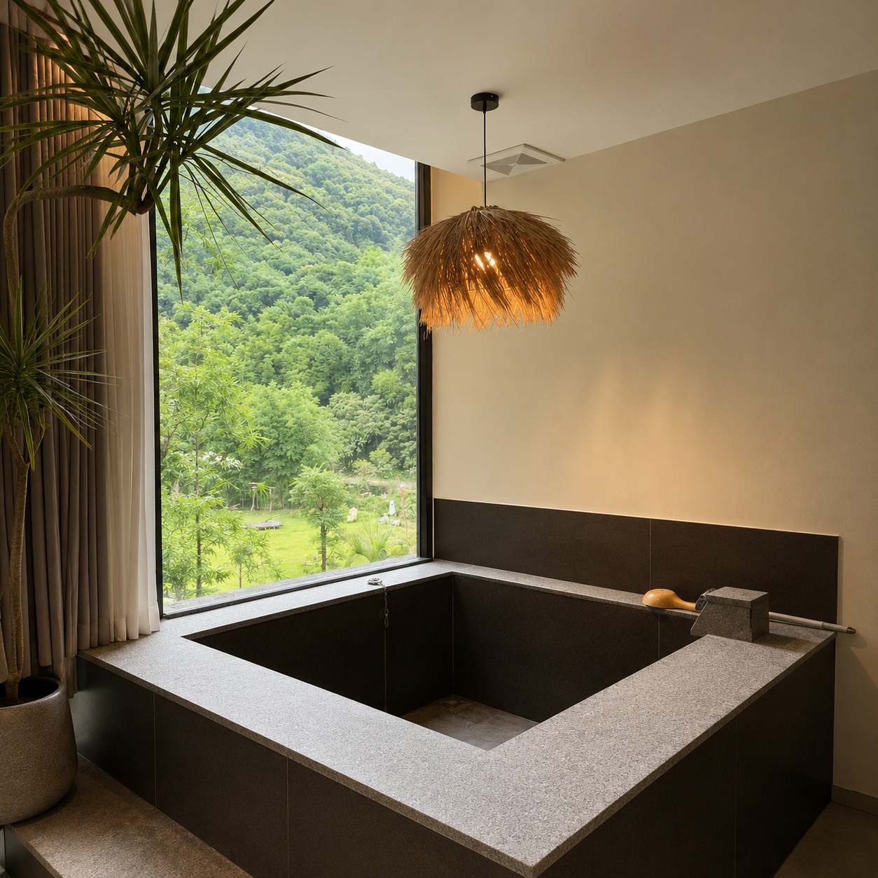 Golden Thatch Canopy Pendant Light