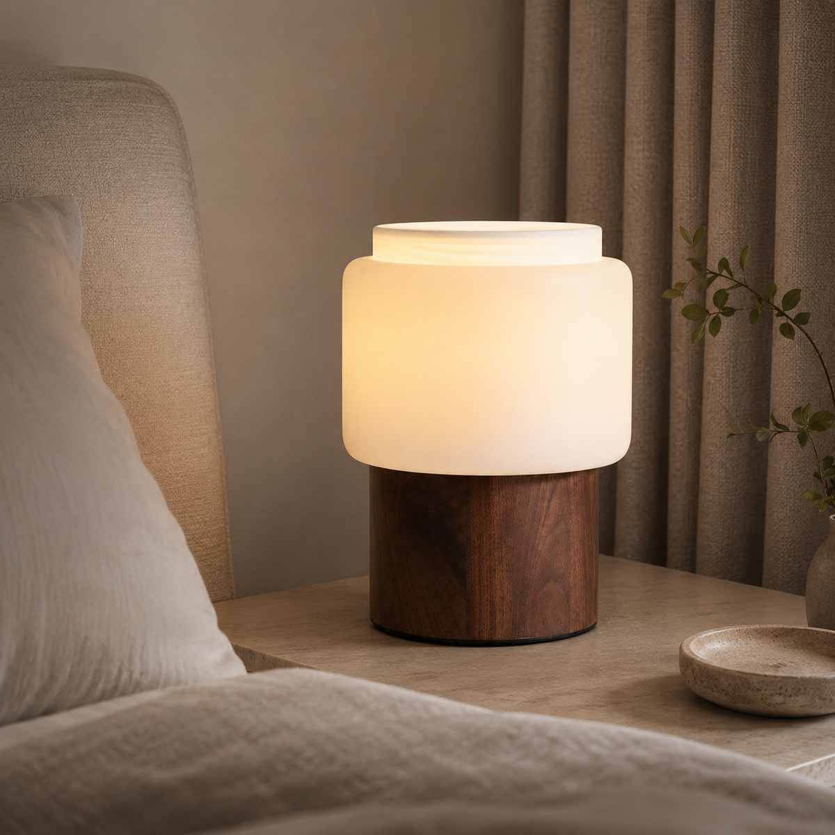 Noma Alabaster Walnut Table Lamp