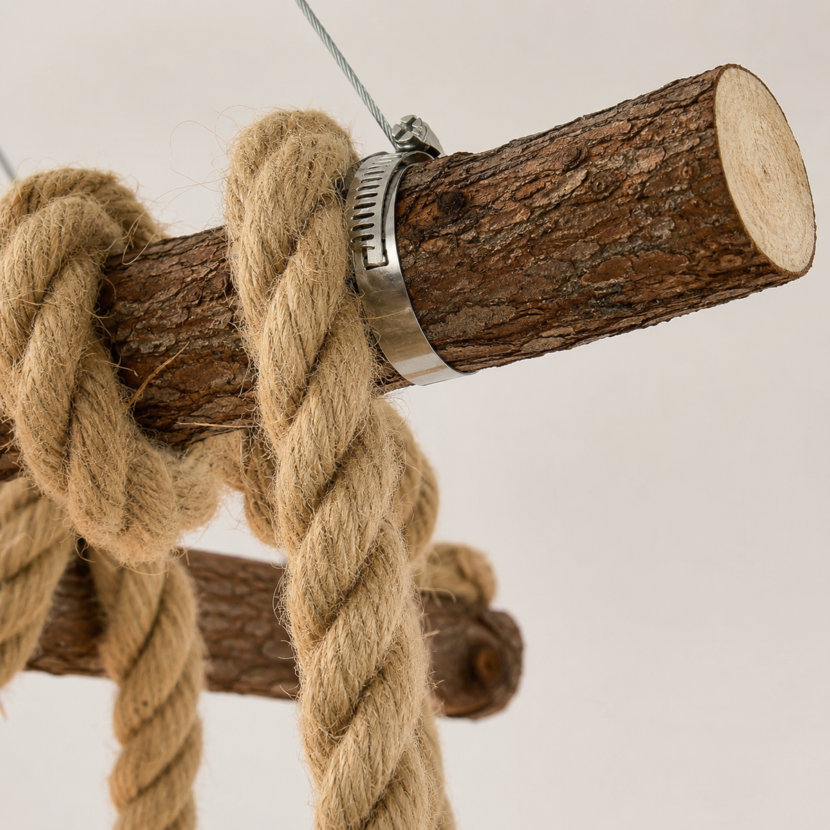 Joinery and hardware detail of Rattan Cluster Pendant Light