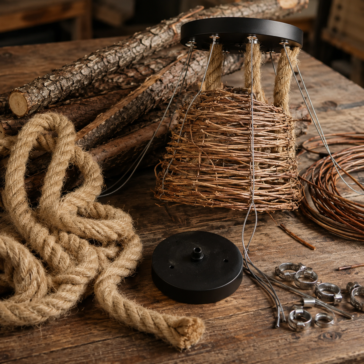 Natural materials and handcrafted details of Rattan Cluster Pendant Light