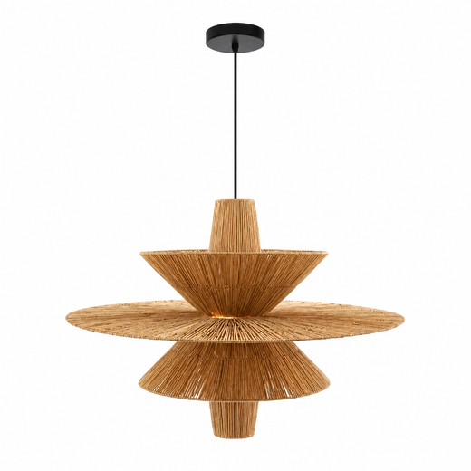 Raffia Tiered Disc Pendant Light