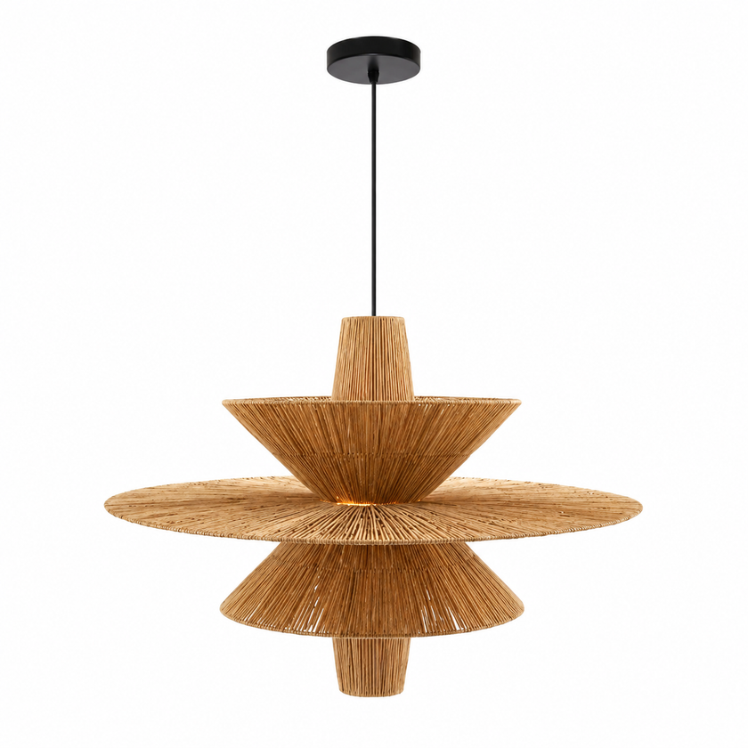 Raffia Tiered Disc Pendant Light