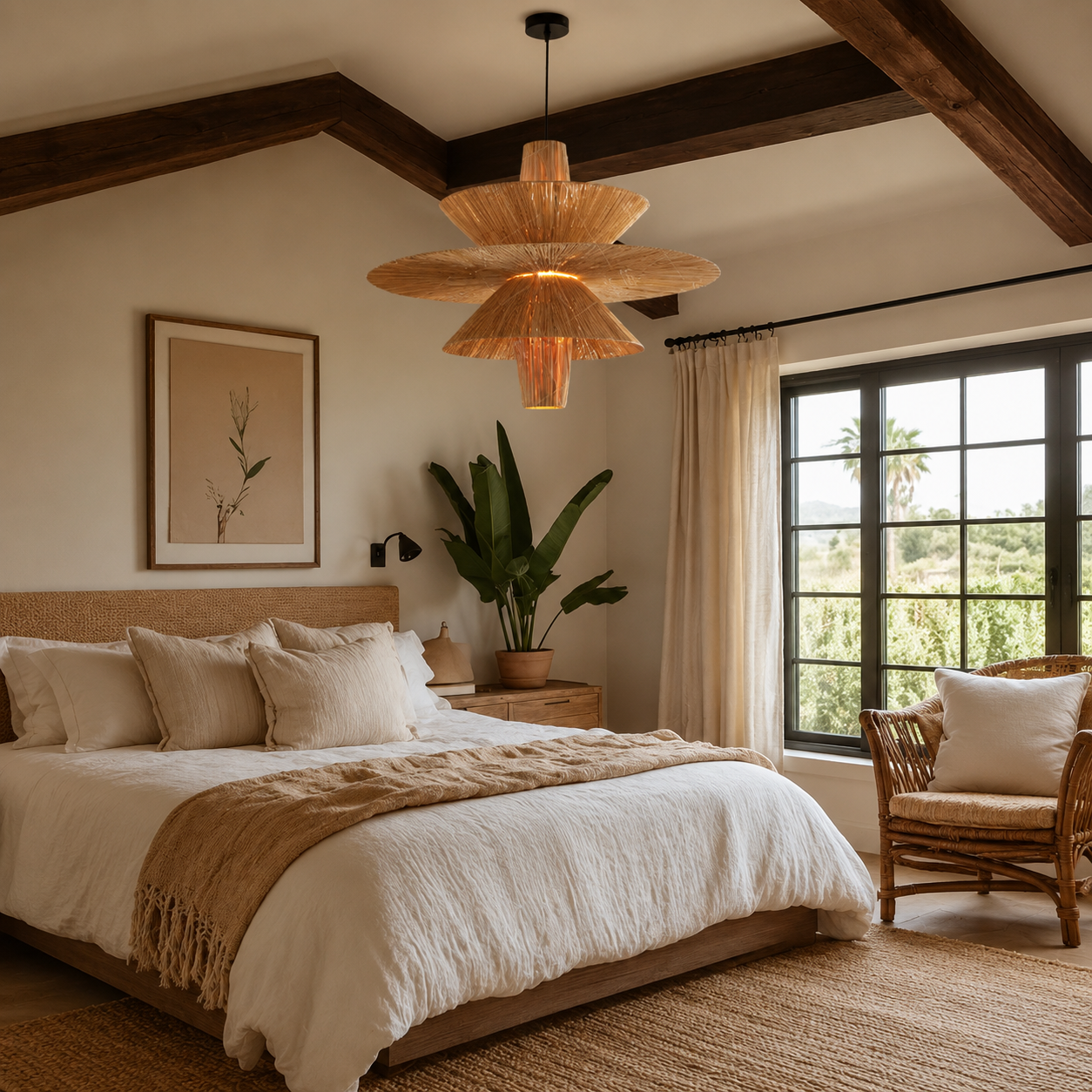 Raffia Tiered Disc Pendant Light