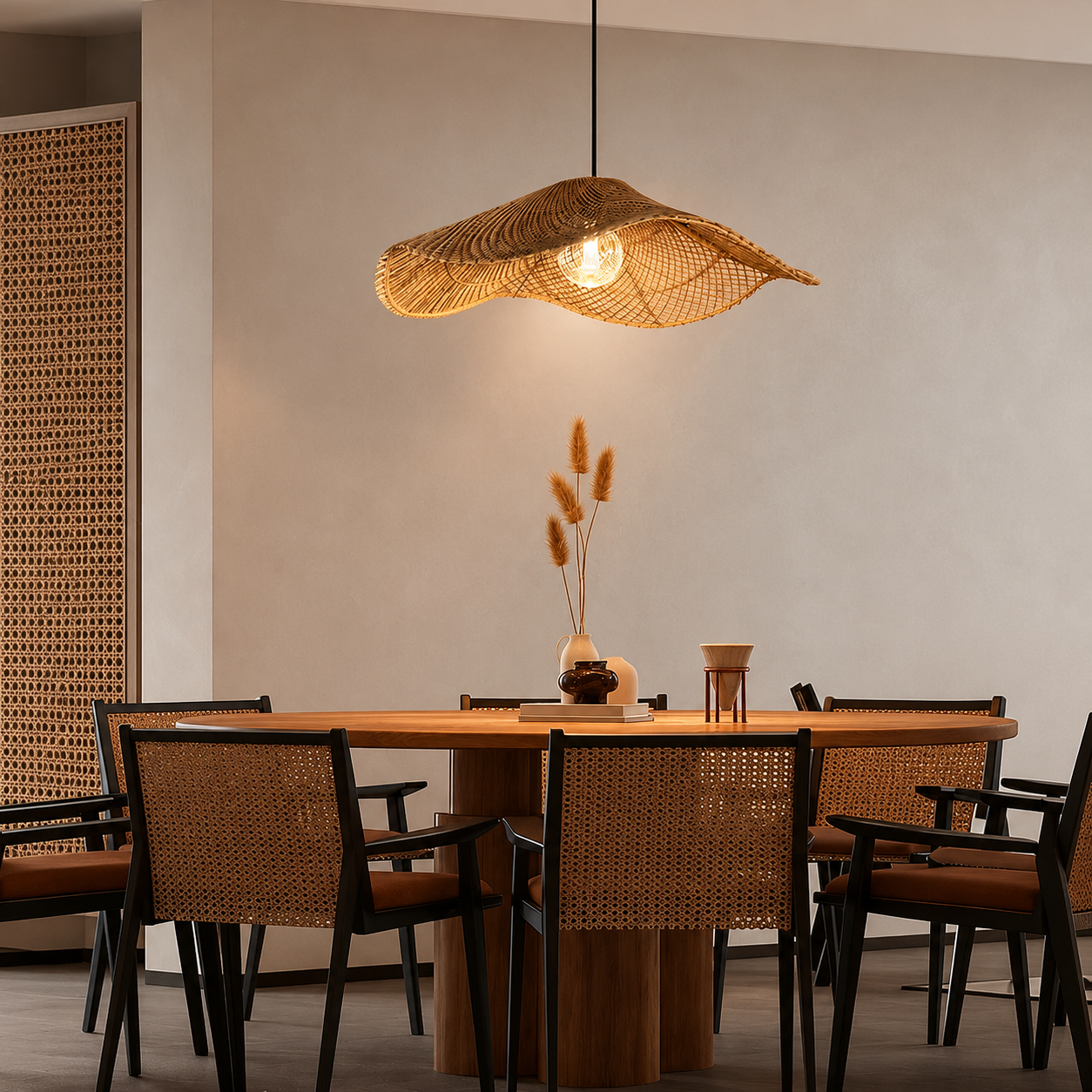 Wabi Rattan Wave Pendant Light