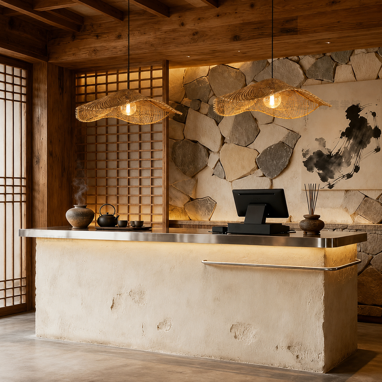 Wabi Rattan Wave Pendant Light