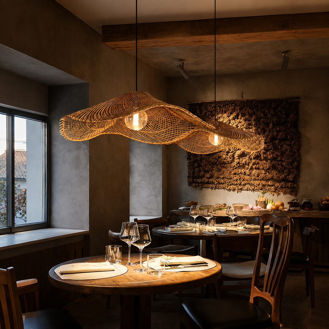 Wabi Rattan Wave Pendant Light