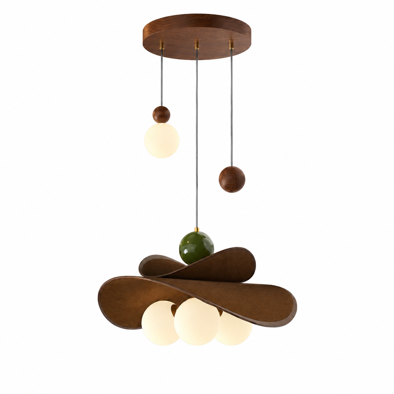 Walnut Glass Globe Pendant Light