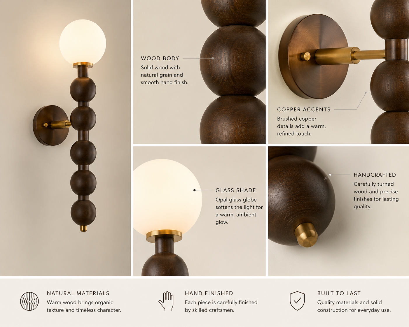 Bubbly Beaded Globe Wall Lamp handcrafted lighting design by SolenaLighting