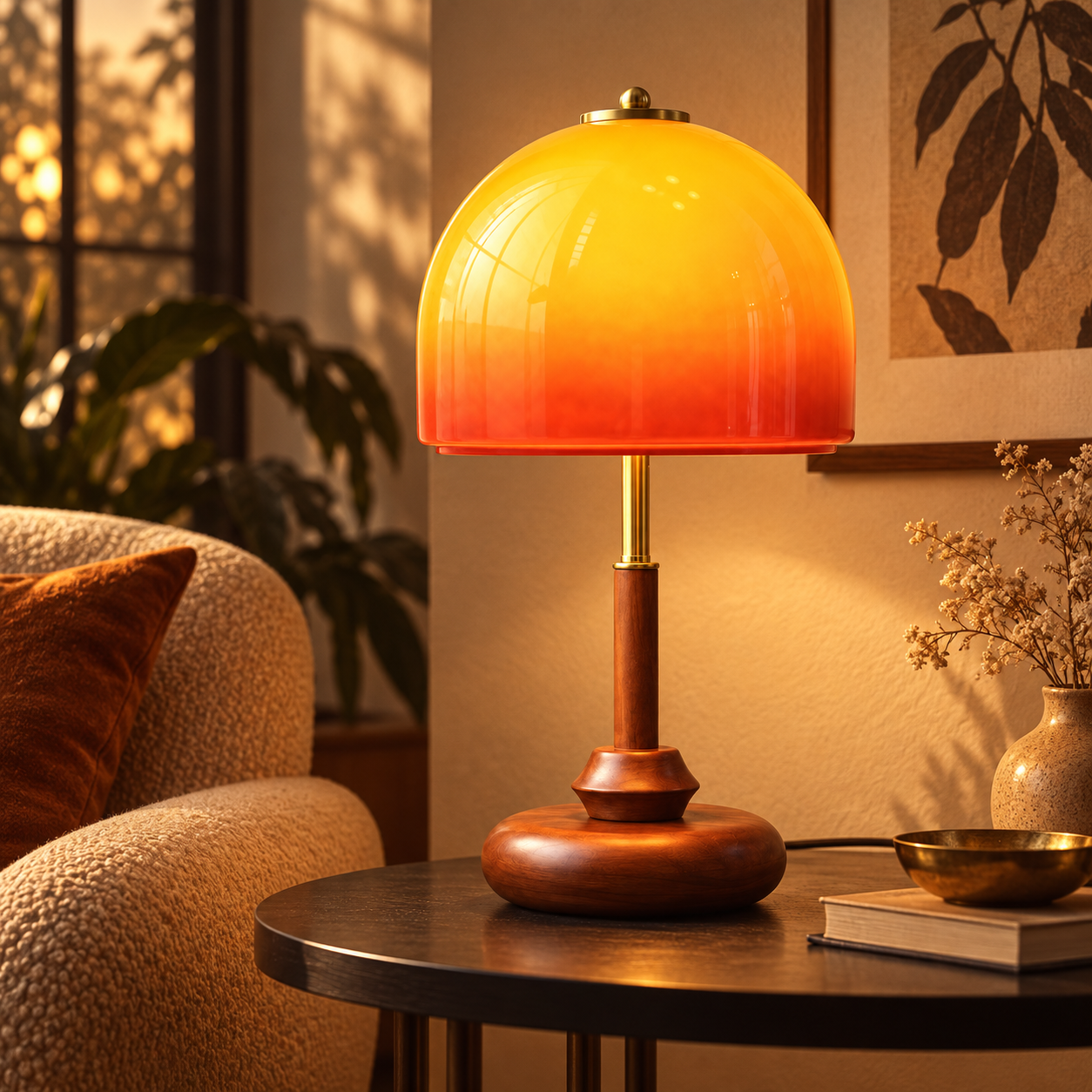 Vintage Mushroom Glass Table Lamp handcrafted lighting design by SolenaLighting