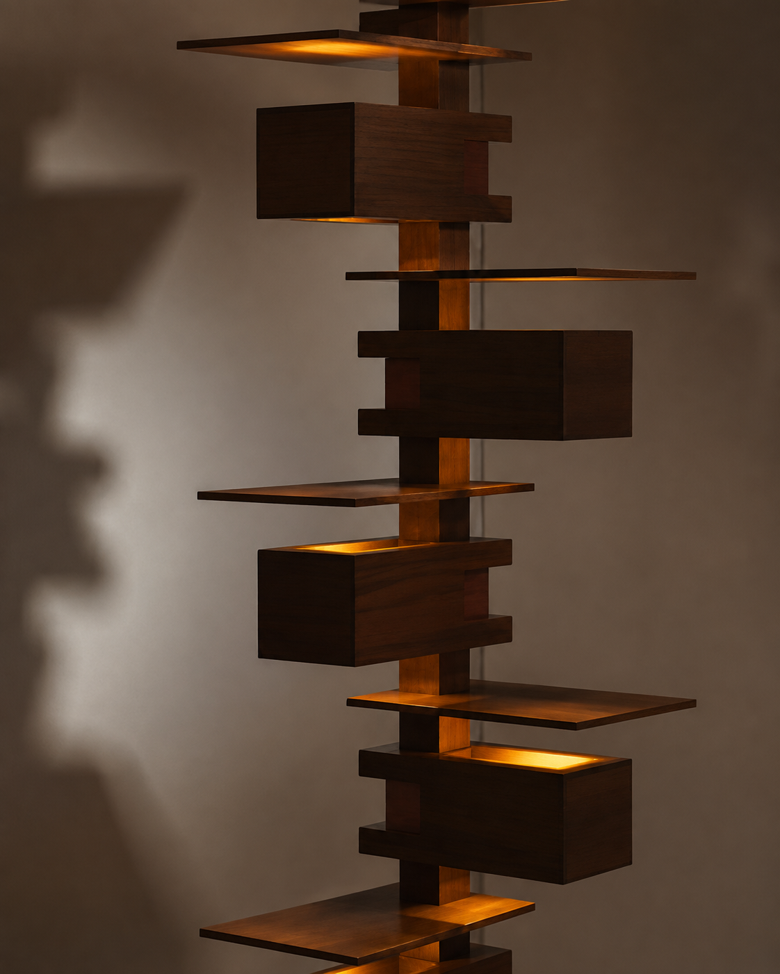 Natural materials and handcrafted details of Tallis Stacked Tower Floor Lamp