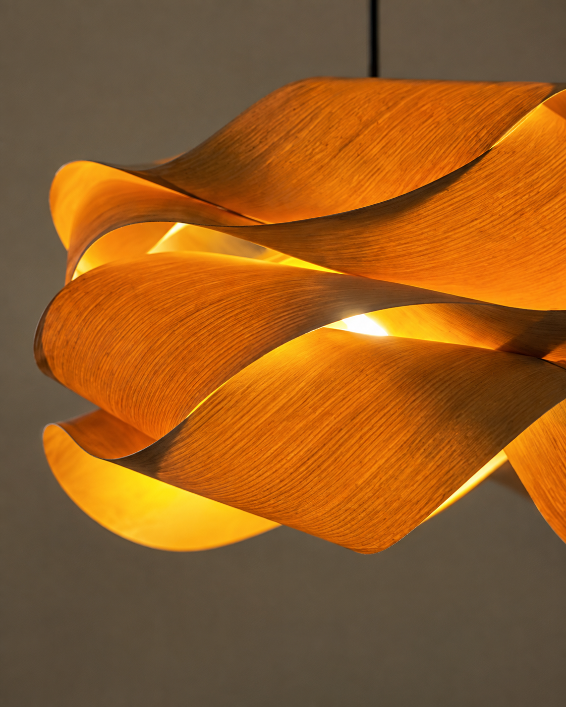 Natural material texture detail of Pinecone Wood Veneer Pendant
