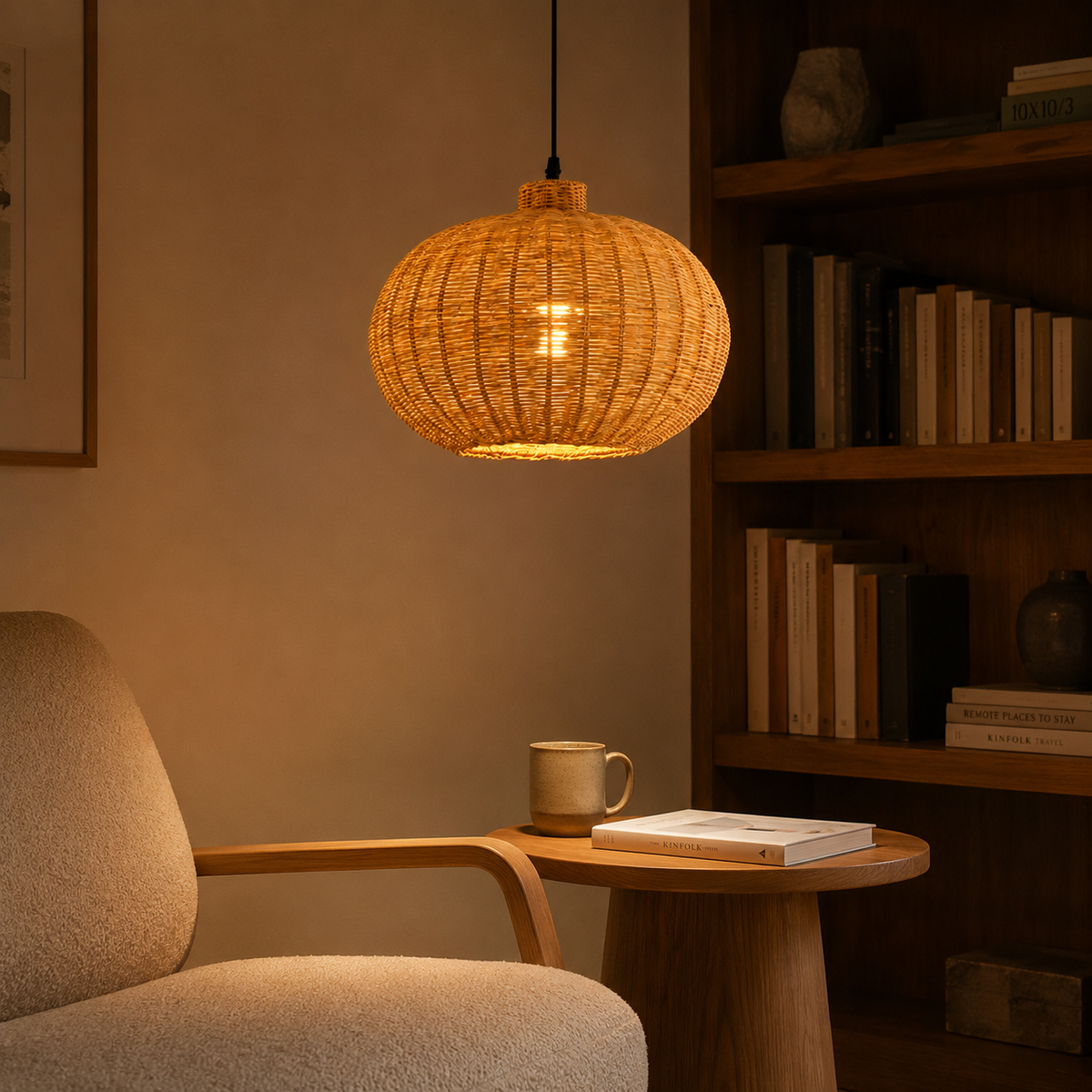 Finished craftsmanship detail of Aurelia Pumpkin Pendant Light