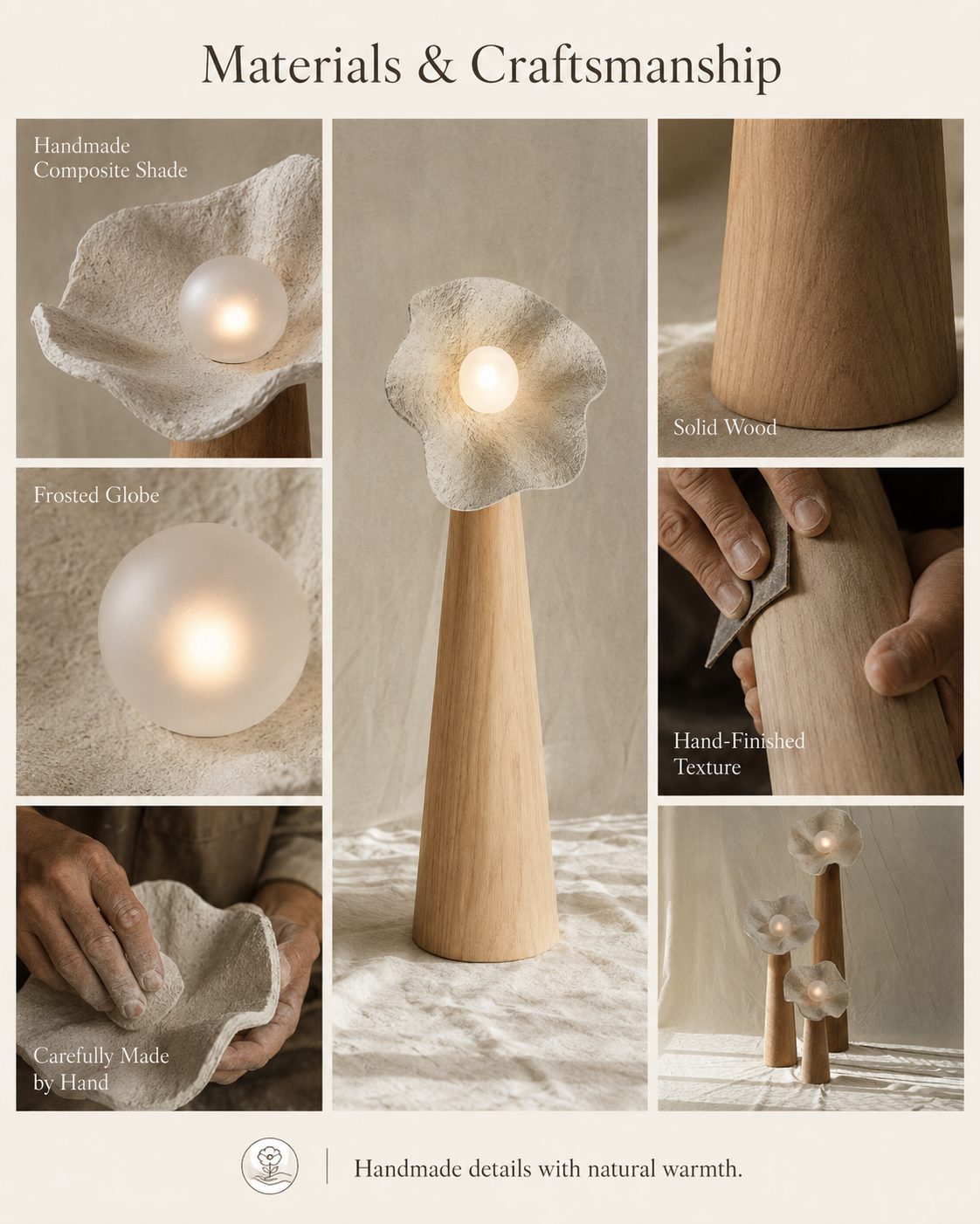 Natural materials and handcrafted details of Nube Washi Mushroom Floor Lamp