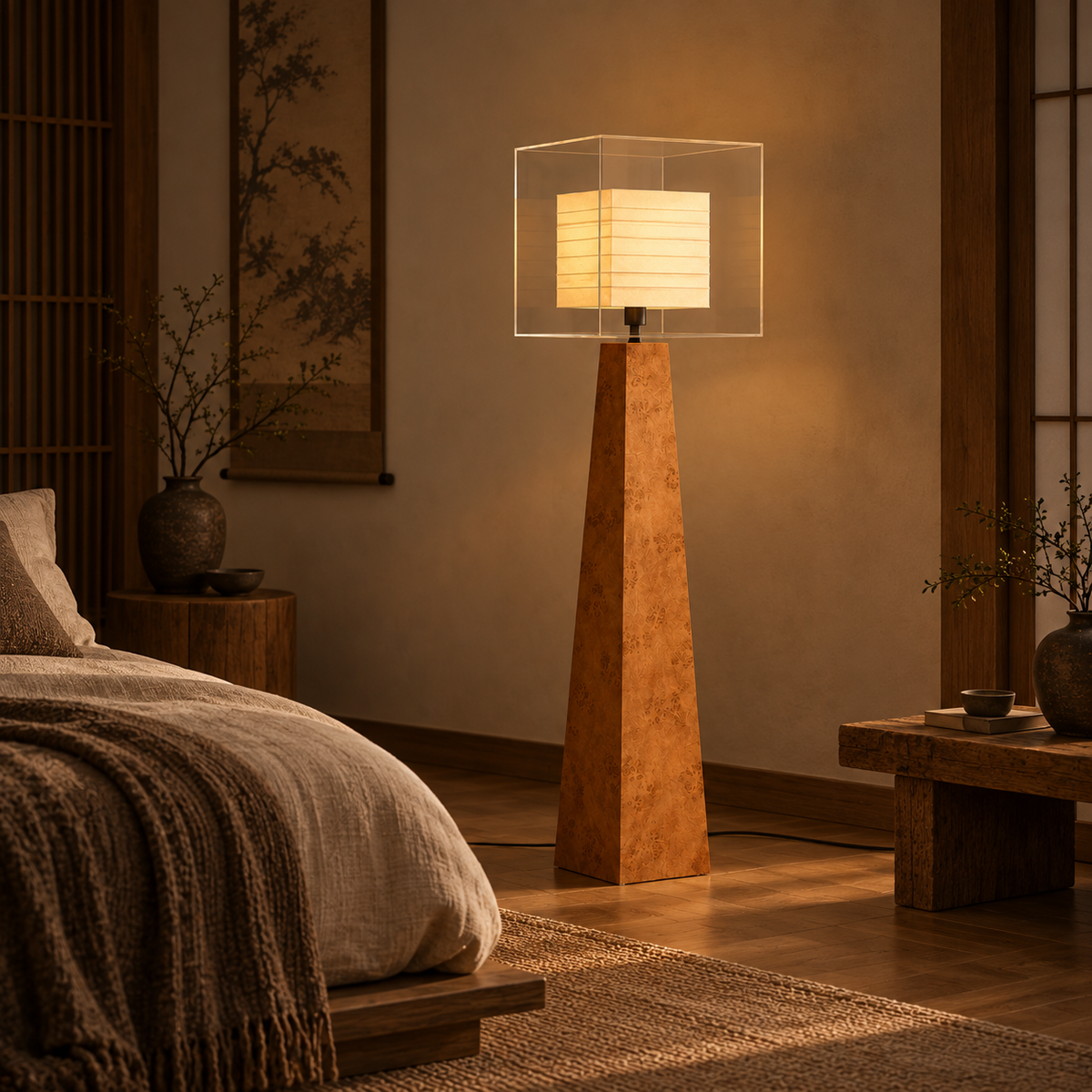 Joinery and hardware detail of Light Cube Japanese Floor Lamp