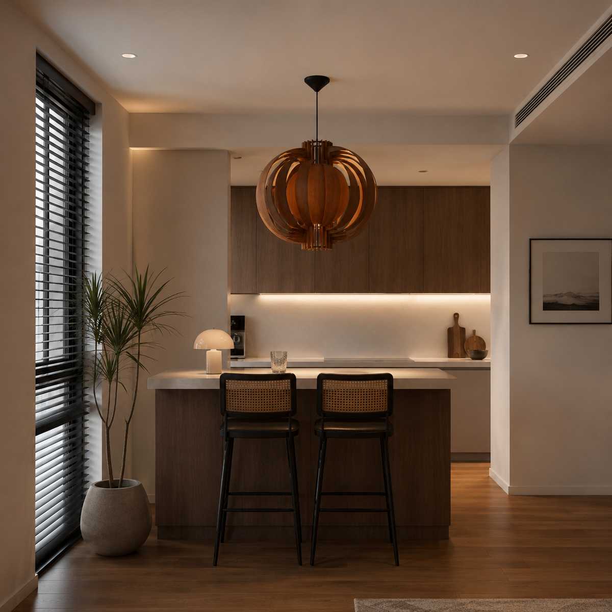 Orb Wood Pendant Light