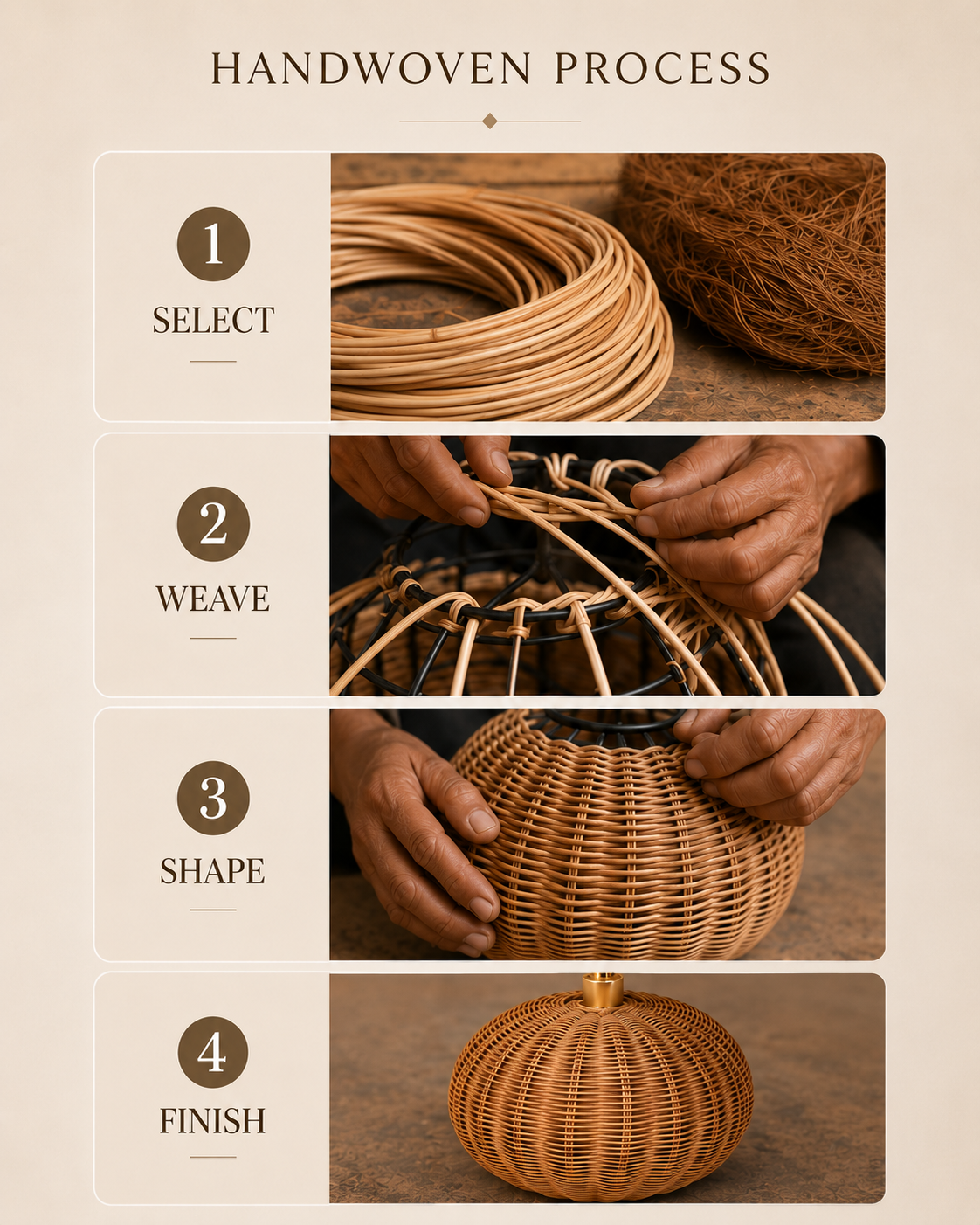 Handwoven from Grass Rattan and Coconut Fiber