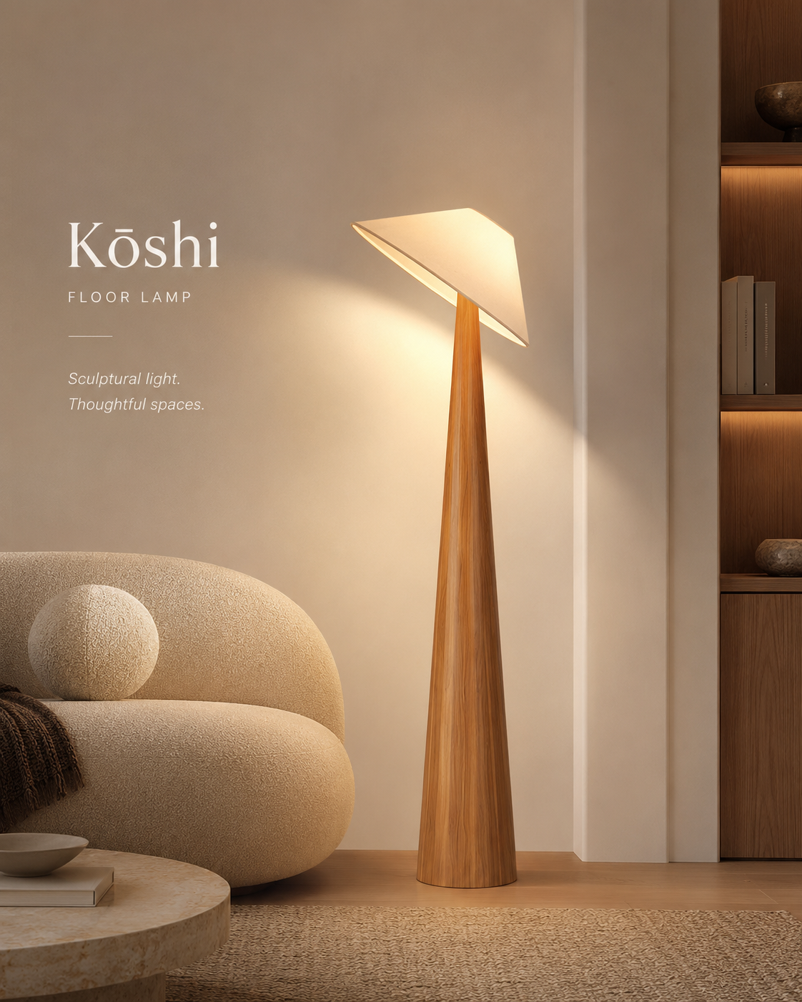Cone Shade Floor Lamp handcrafted lighting design by SolenaLighting