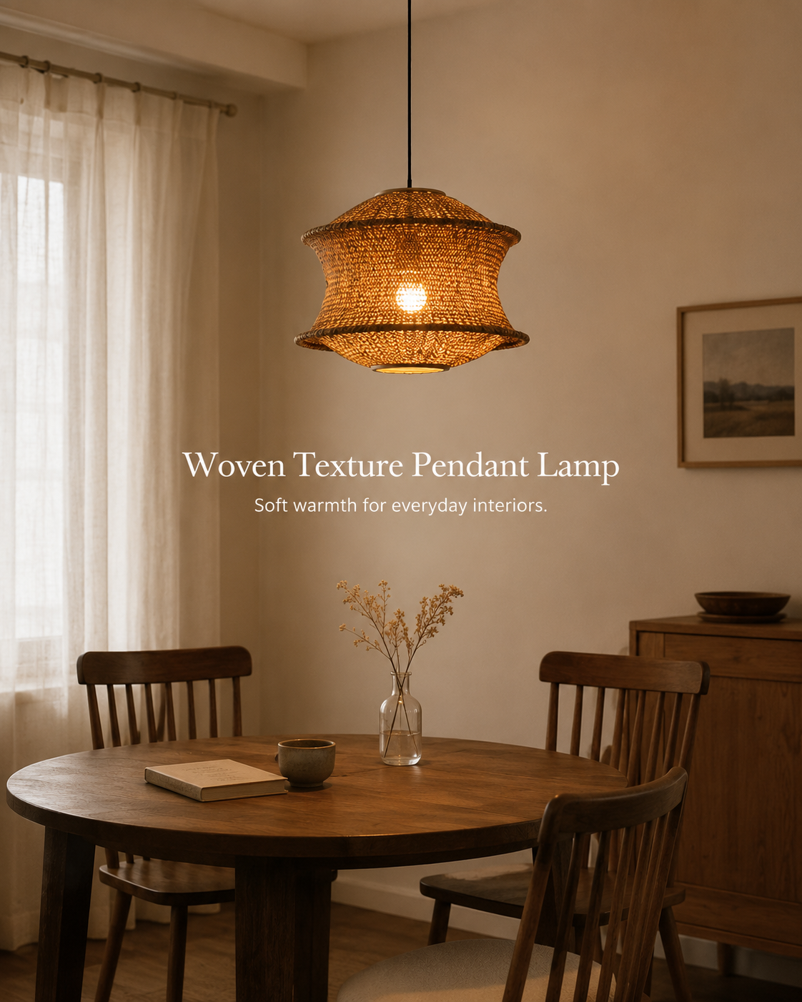 Cocoa Weave Pendant Light handcrafted lighting design by SolenaLighting