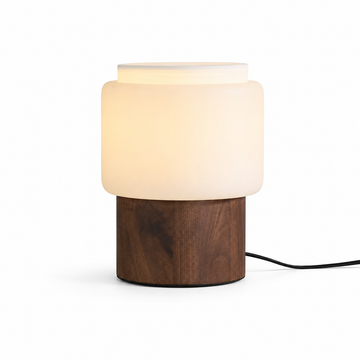 Noma Alabaster Walnut Table Lamp Glowryte
