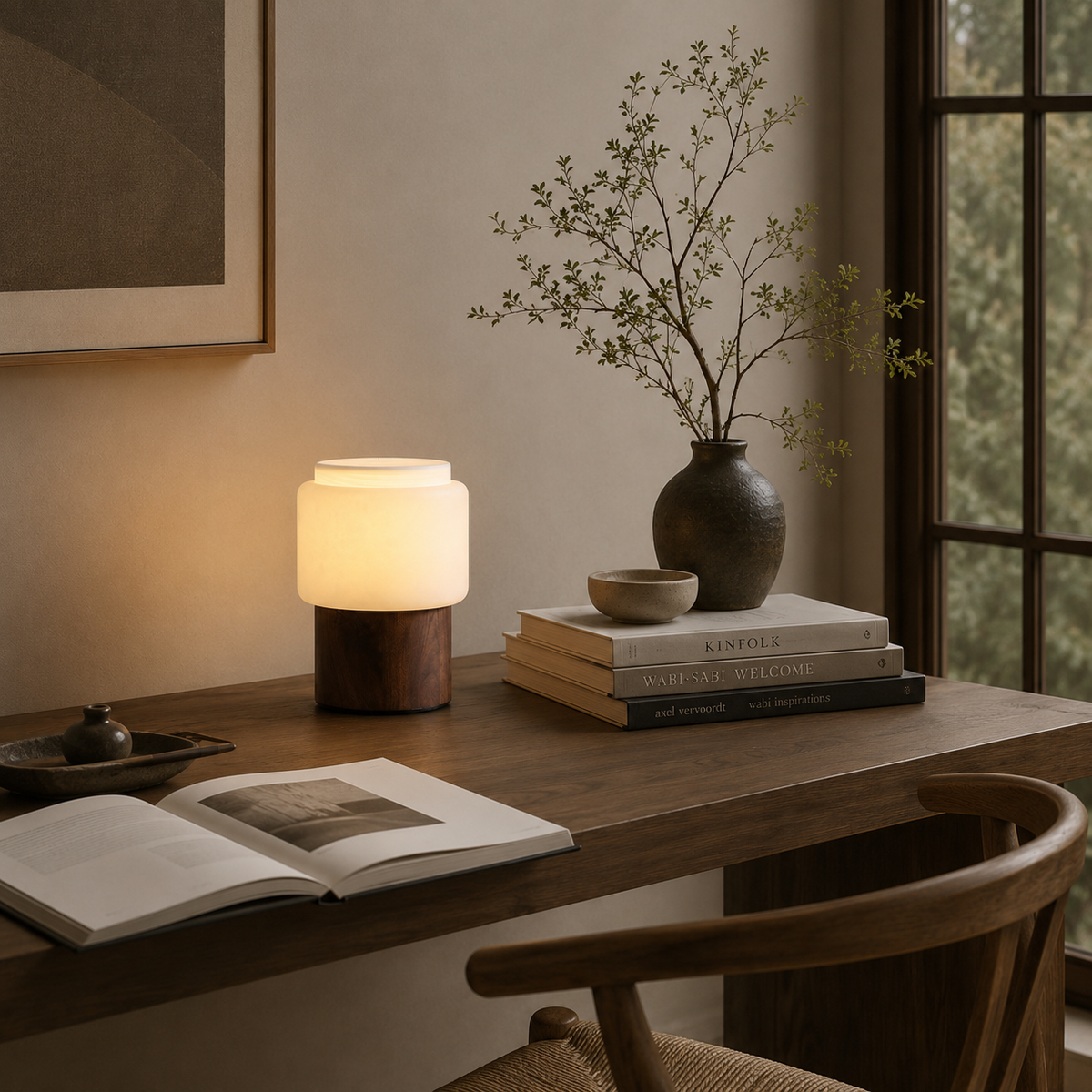 Noma Alabaster Walnut Table Lamp