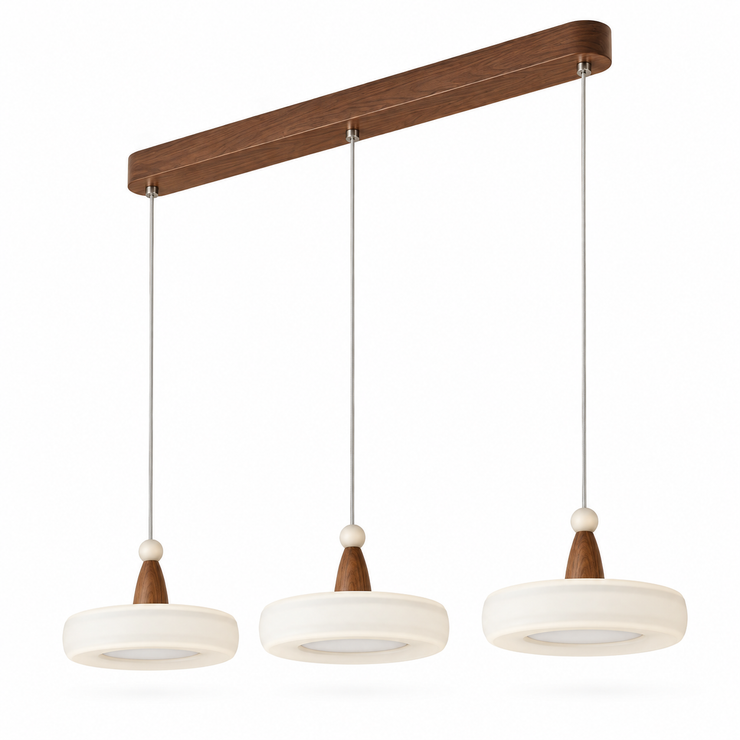 Mid-Century Champagne Linear 3-Light Pendant