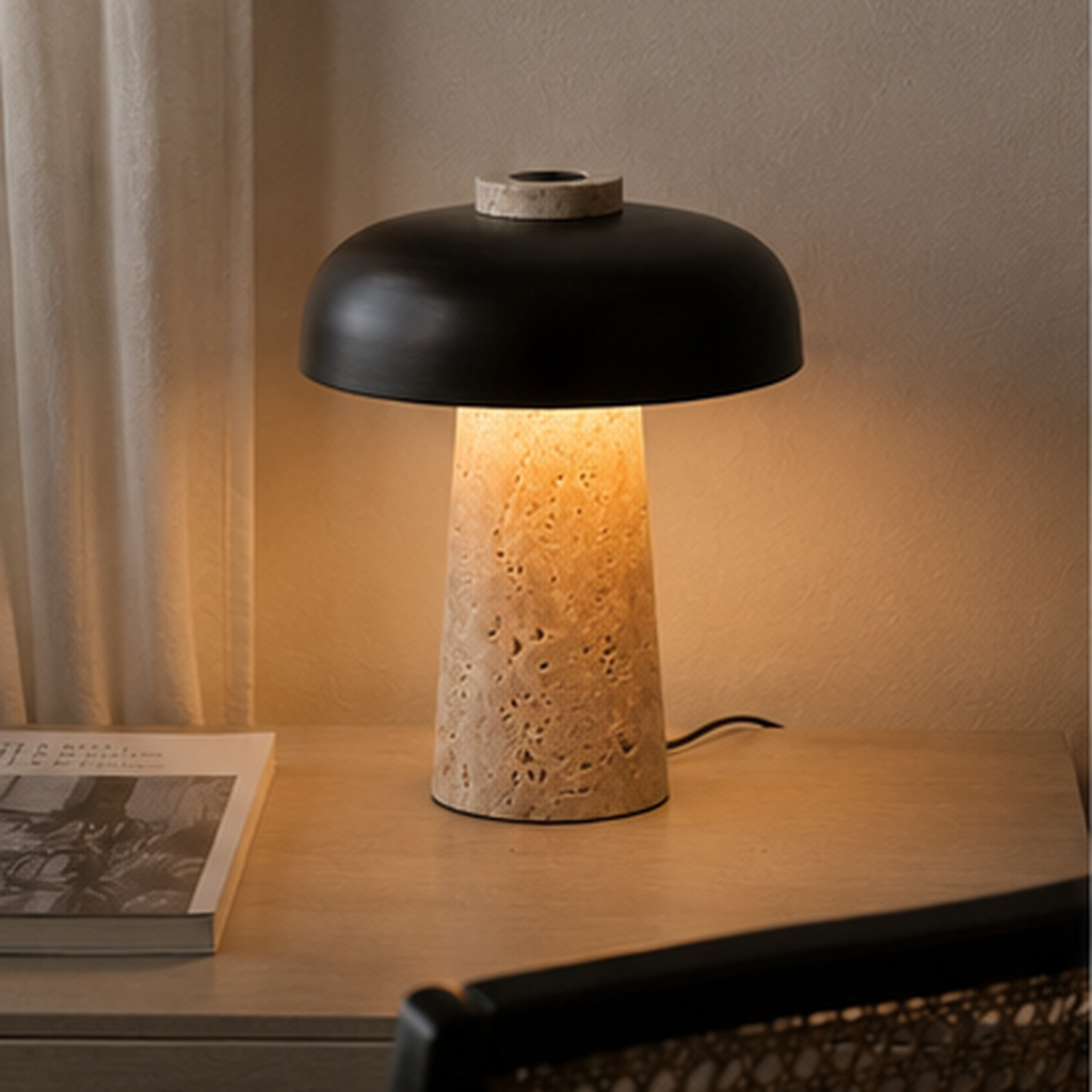 Noma Travertine Mushroom Table Lamp