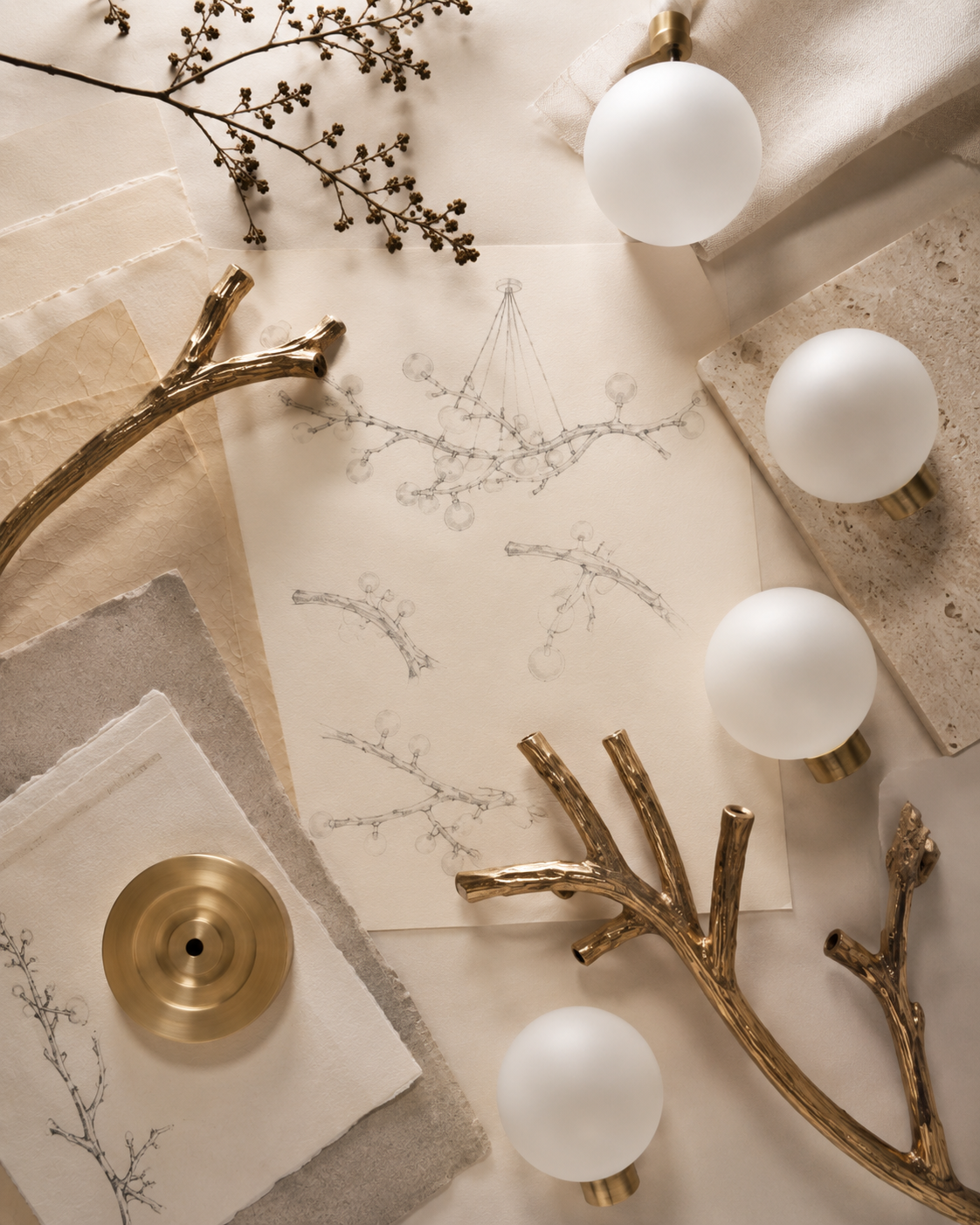 Natural materials and handcrafted details of Arbor Branch Chandelier
