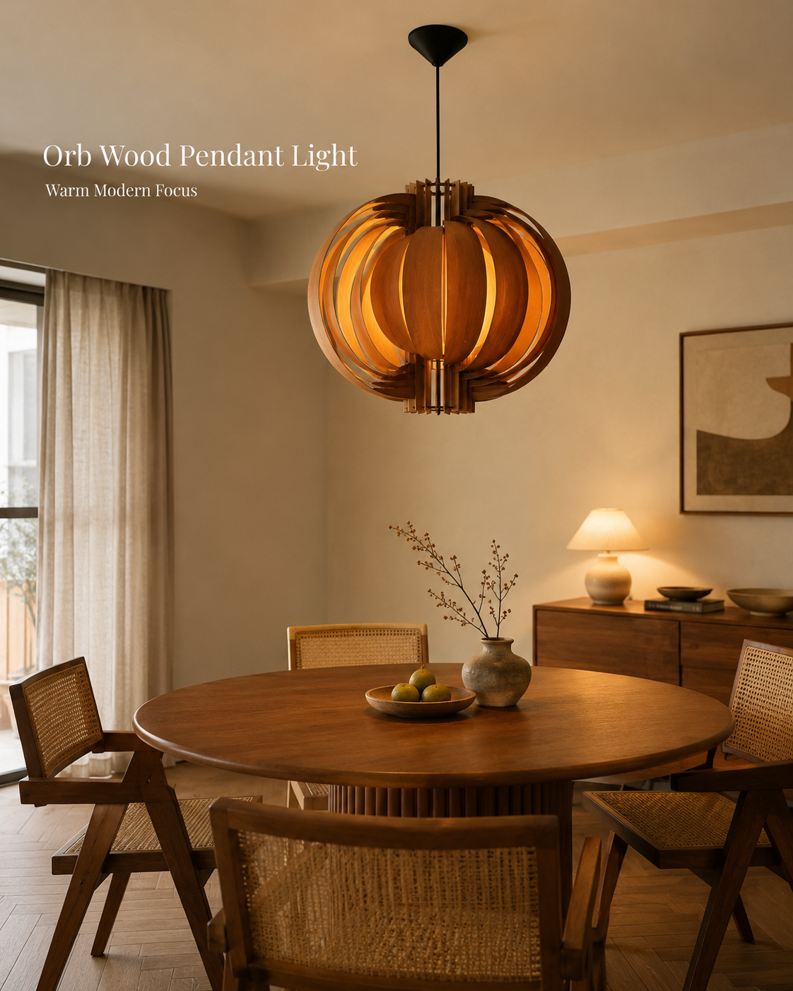 A Sculptural Orbit of Warm Light