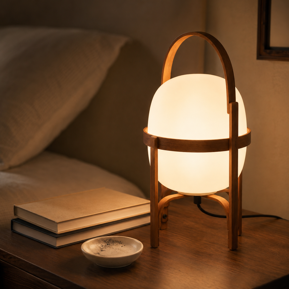 Wabi Wood Glass Table Lamp