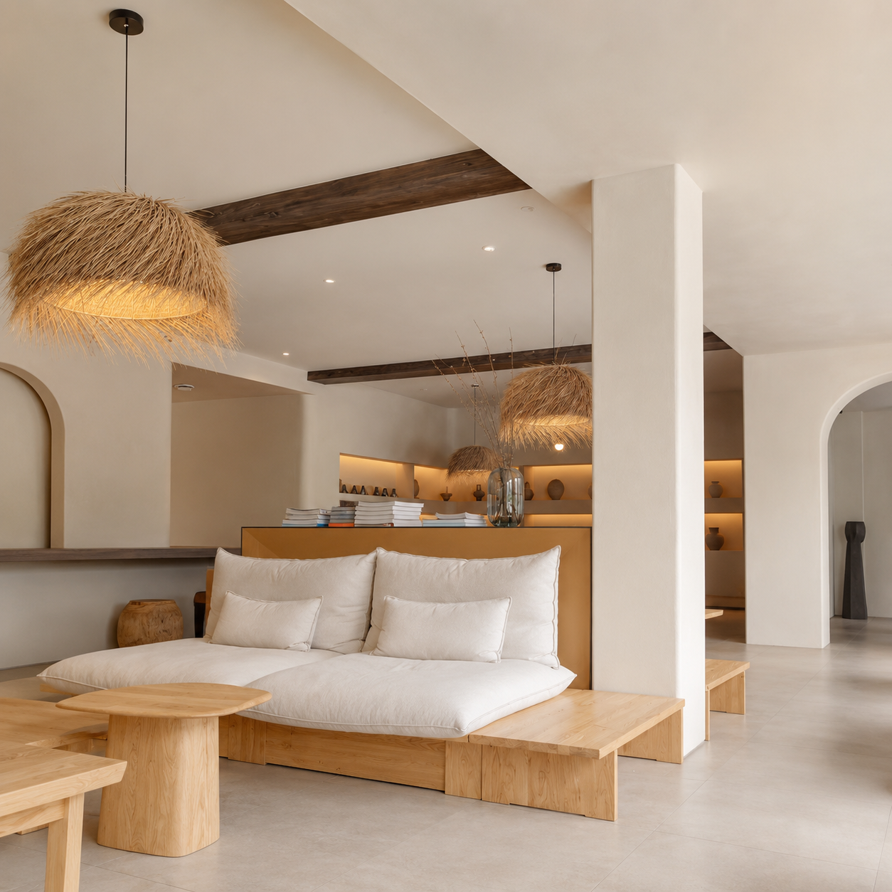 Golden Thatch Canopy Pendant Light