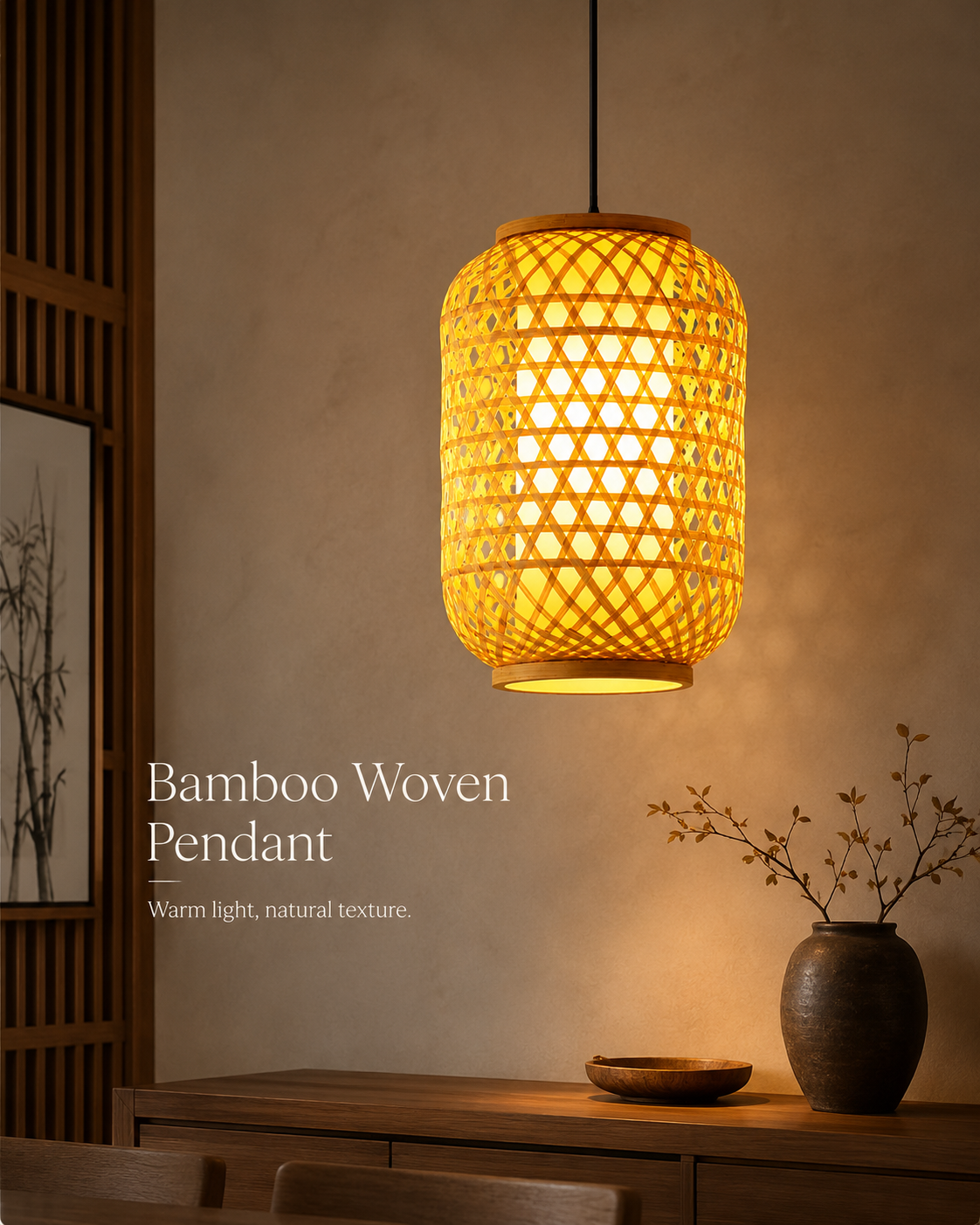 Golden Weave Lantern handcrafted lighting design by SolenaLighting
