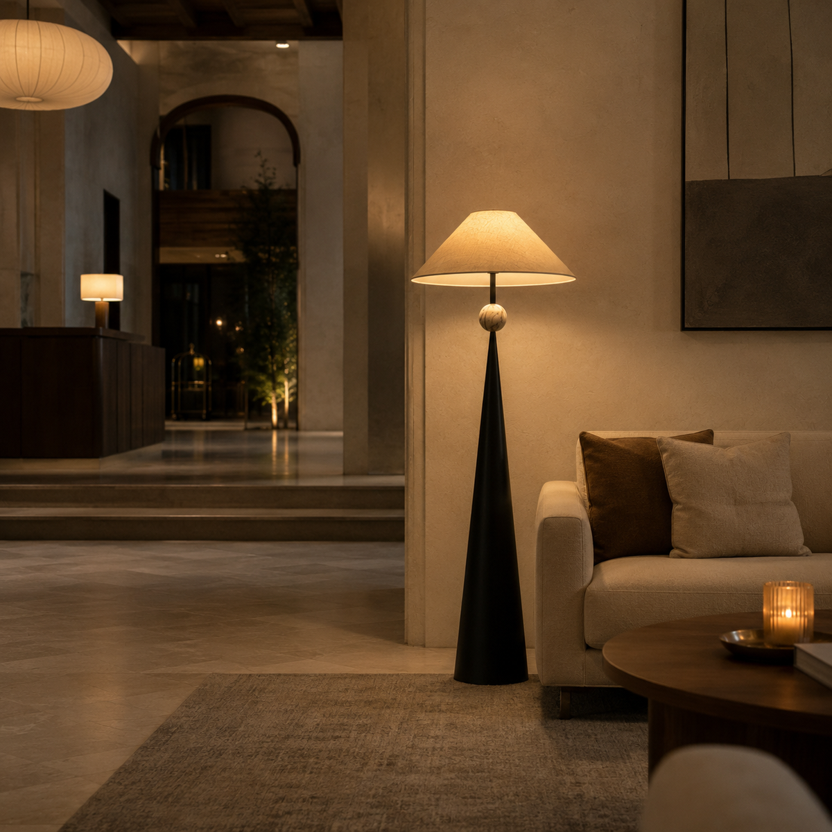Spire Linen Floor Lamp