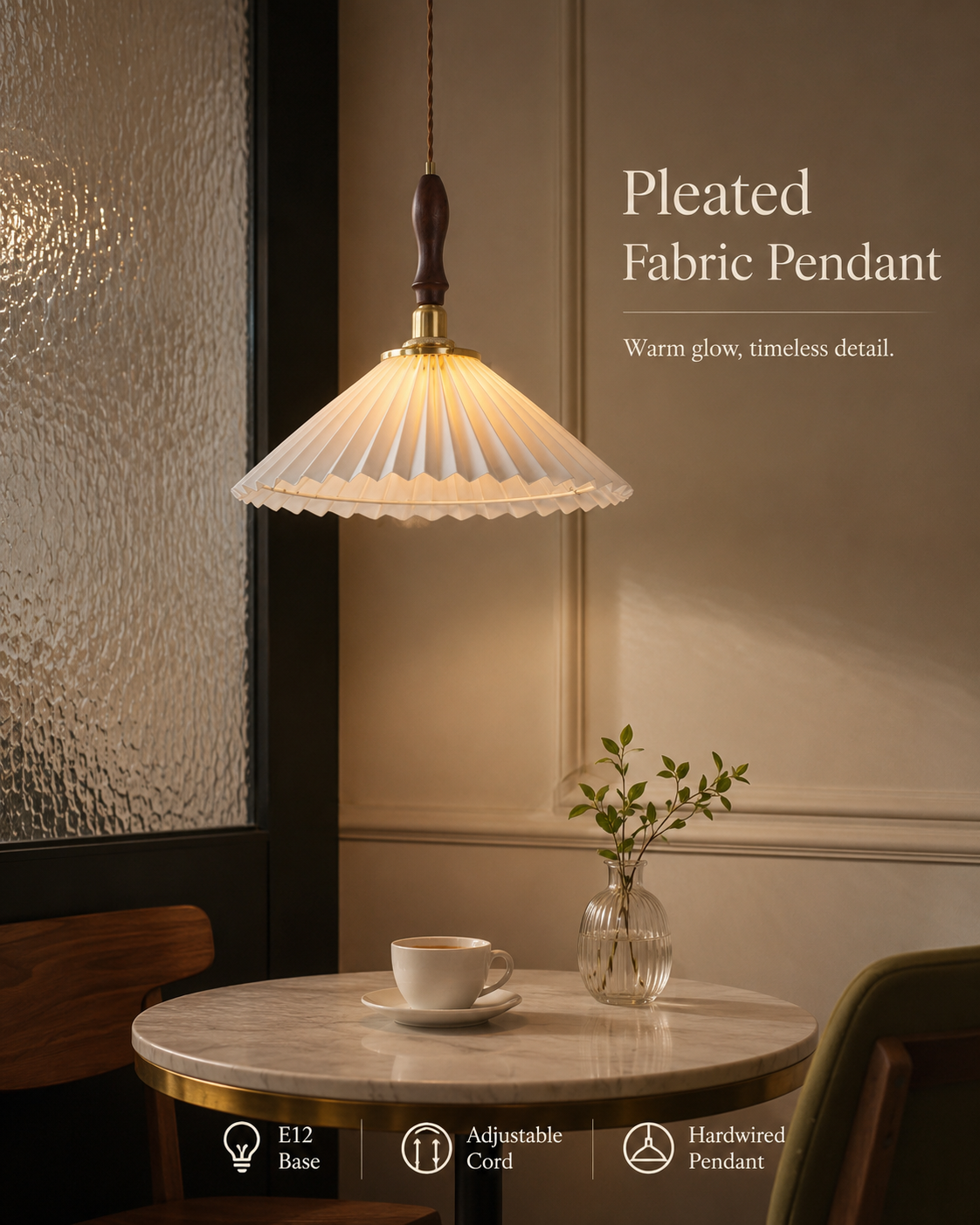 Arden Pleated Dome Pendant handcrafted lighting design by SolenaLighting
