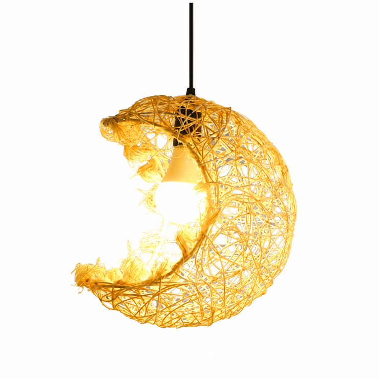 Rattan Crescent Pendant Light