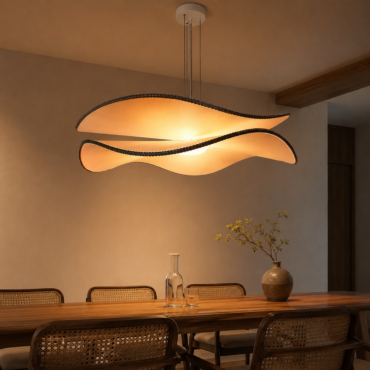 Finished craftsmanship detail of Lumina Wings Pendant Light