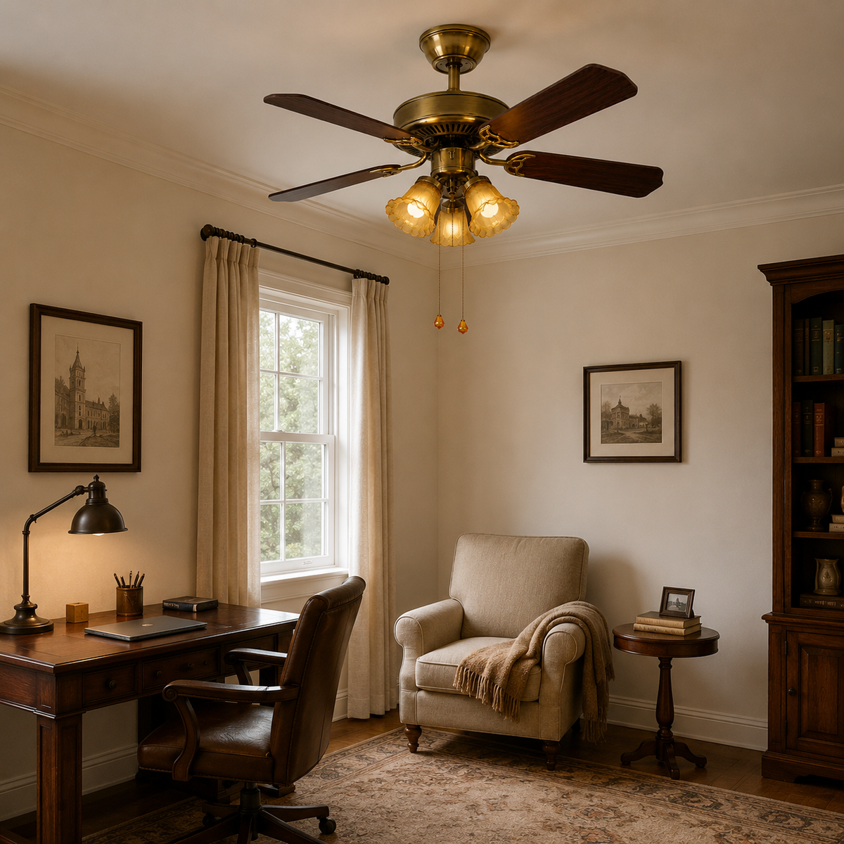 Finished craftsmanship detail of Aura Wood Blade Ceiling Fan Light