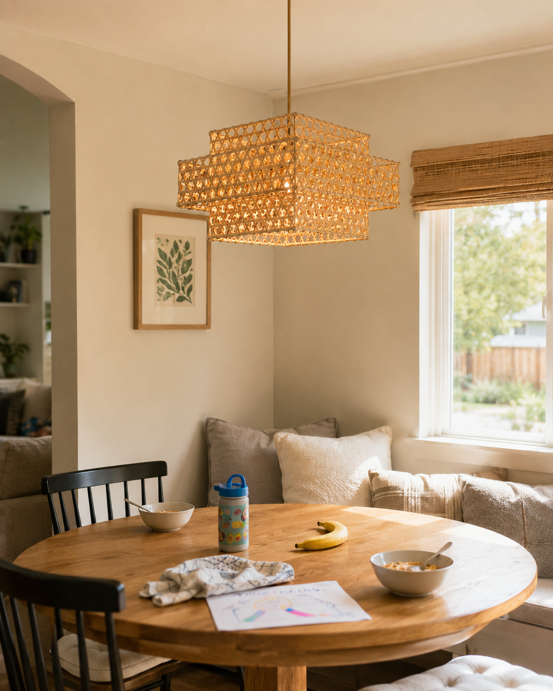 Layered Lantern Bamboo Pendant Light