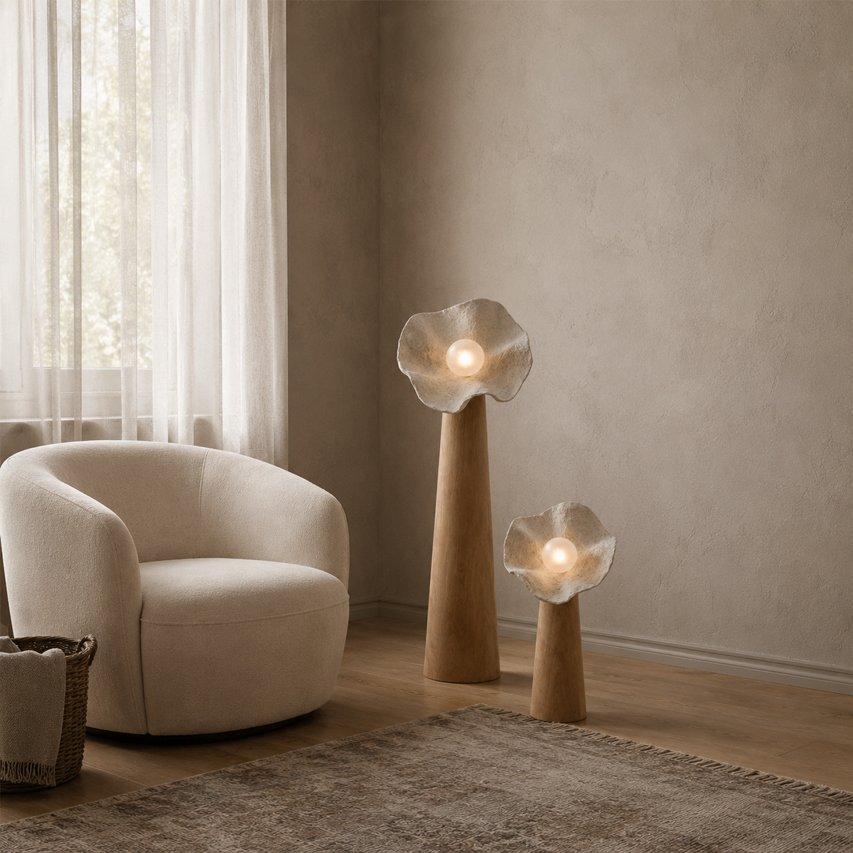 Finished craftsmanship detail of Nube Washi Mushroom Floor Lamp