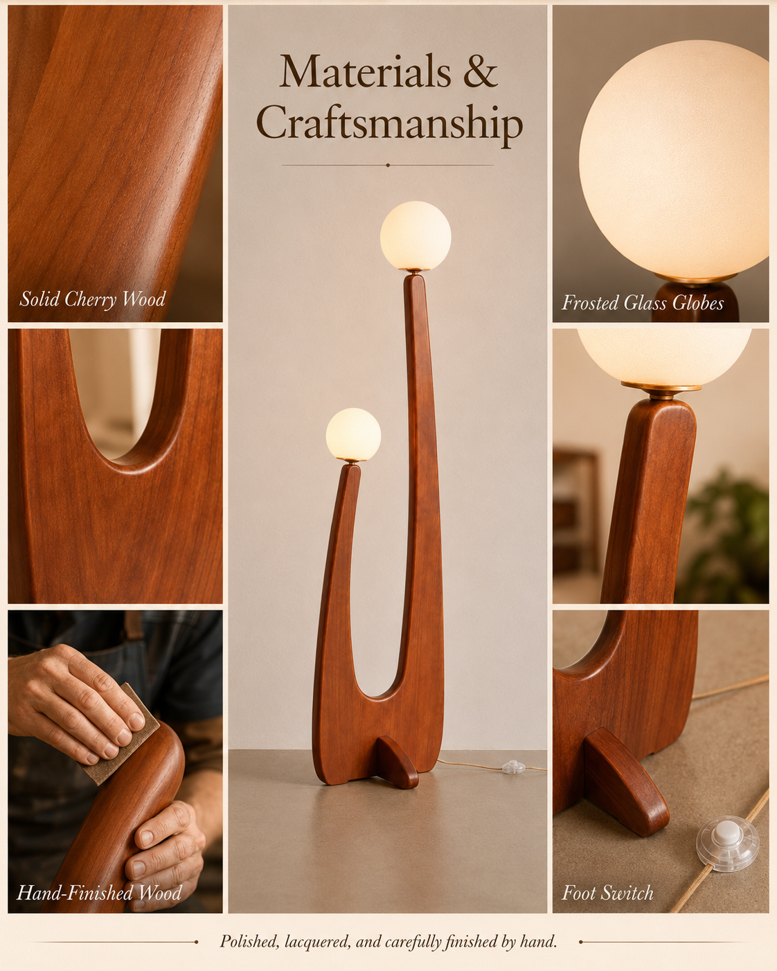 Natural materials and handcrafted details of Cactus Floor Lamp