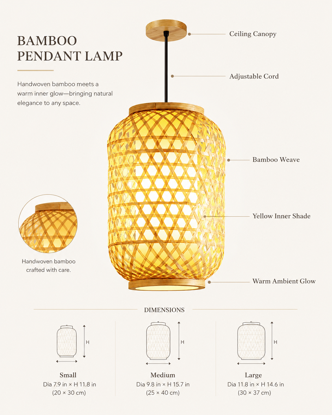 Golden Weave Lantern styled in a warm natural interior
