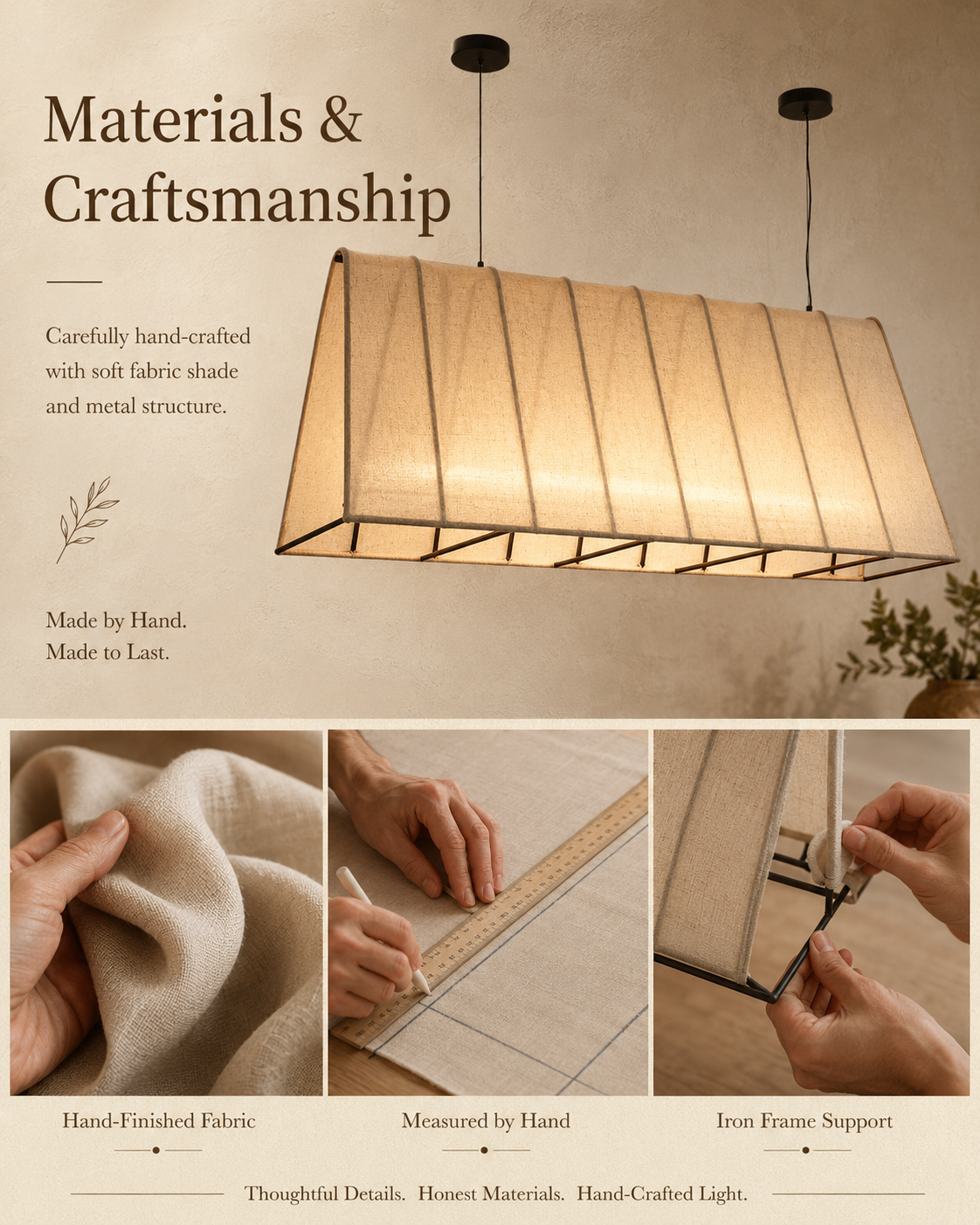 Natural materials and handcrafted details of Pavilion Pendant