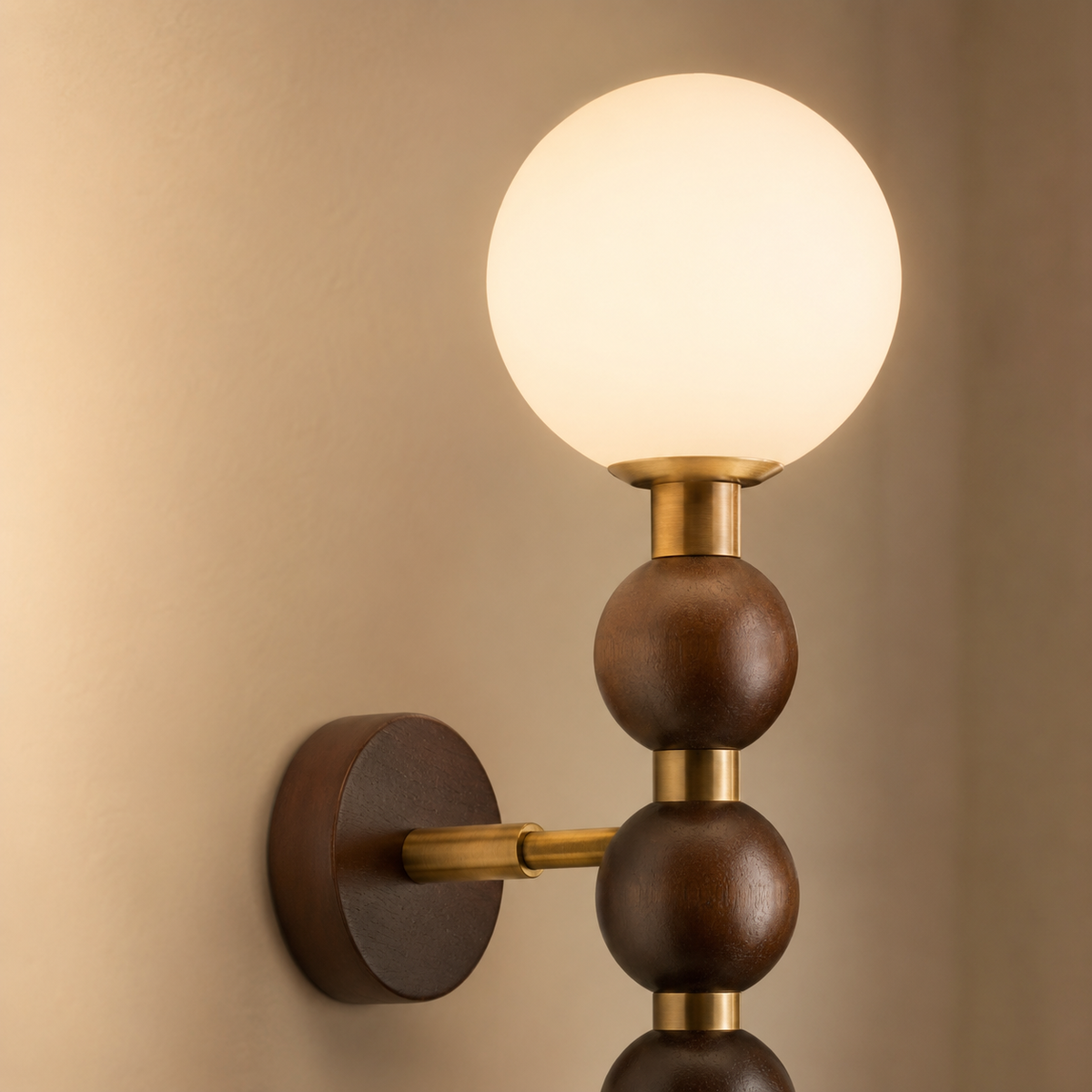 Finished craftsmanship detail of Bubbly Beaded Globe Wall Lamp