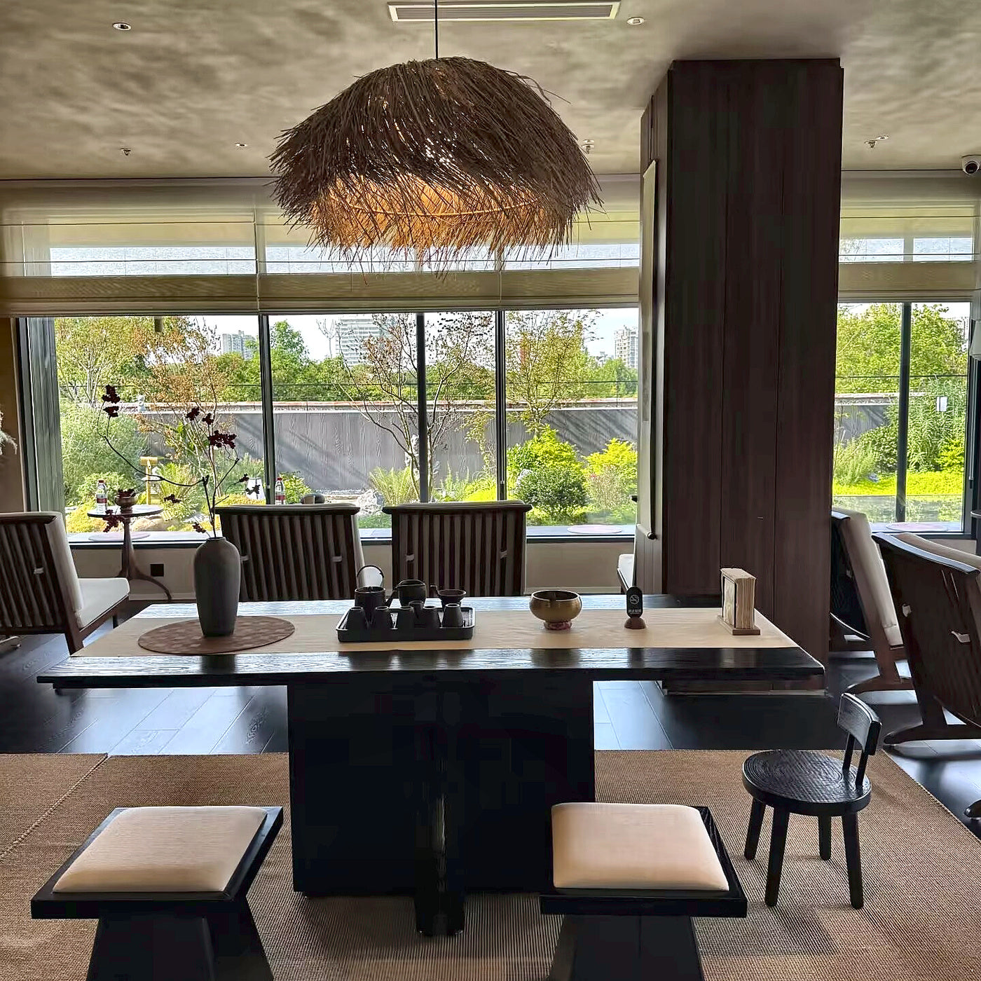 Golden Thatch Canopy Pendant Light