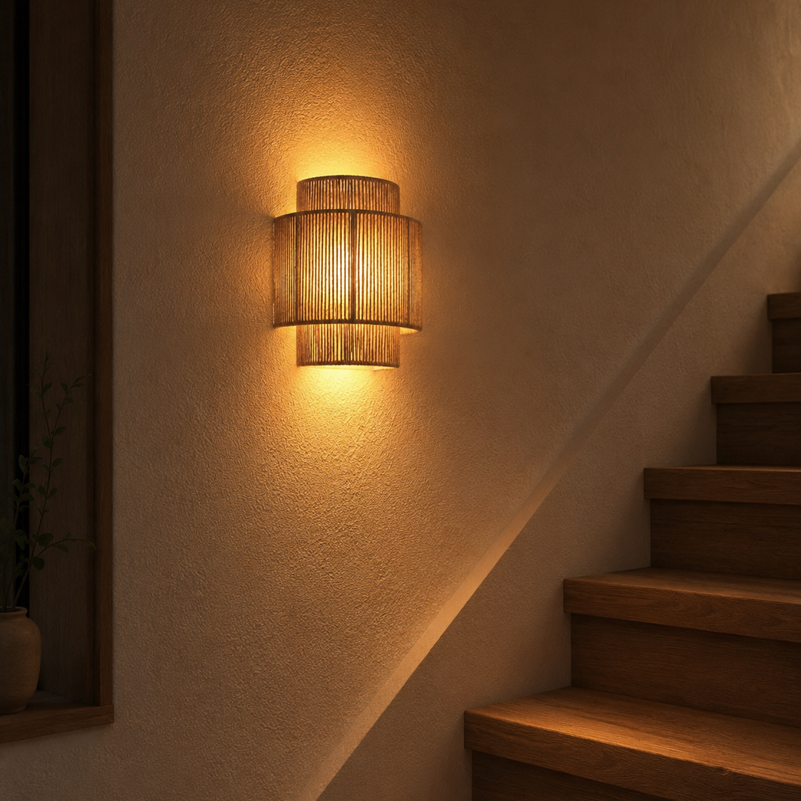 Woven Rope Drum Wall Sconce