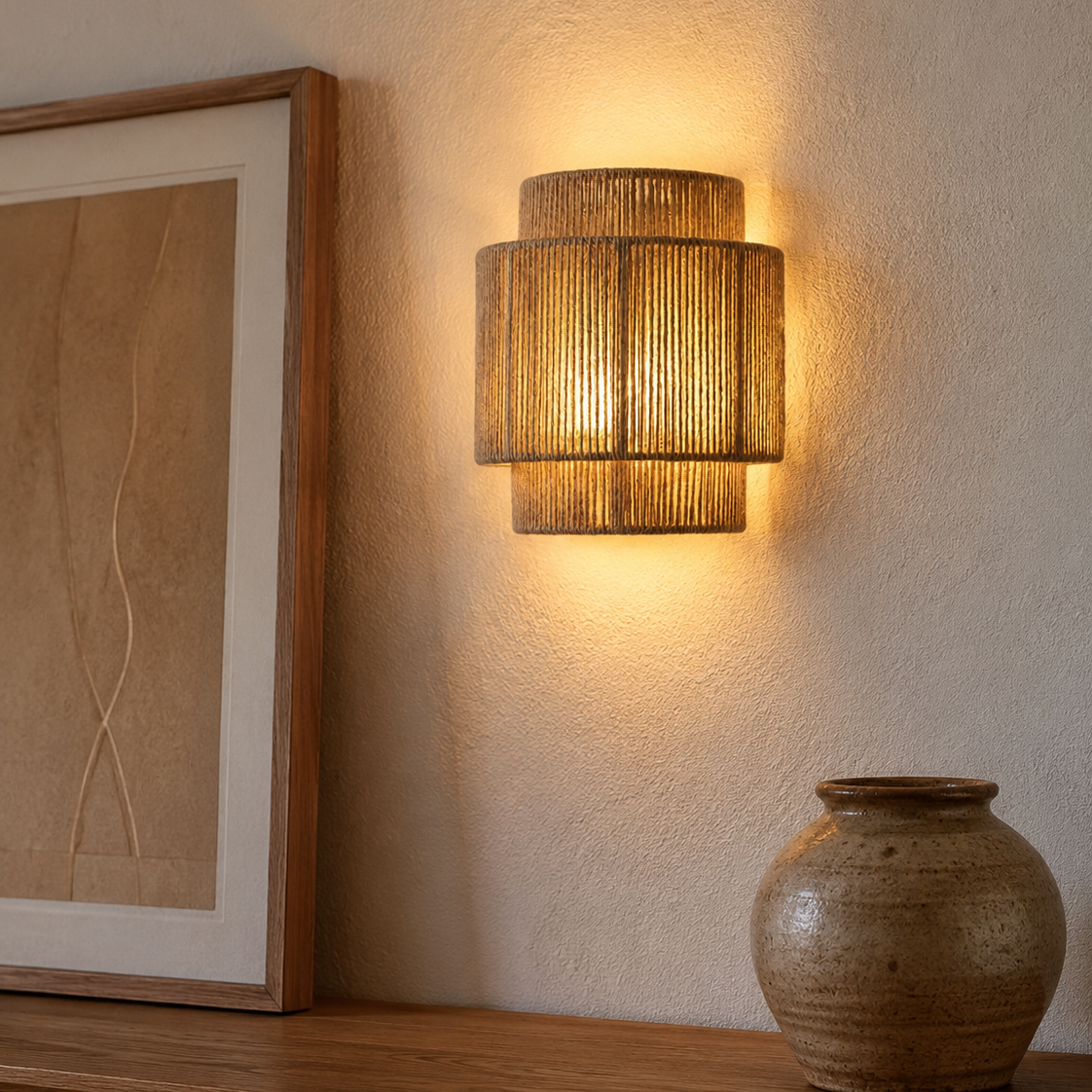 Woven Rope Drum Wall Sconce