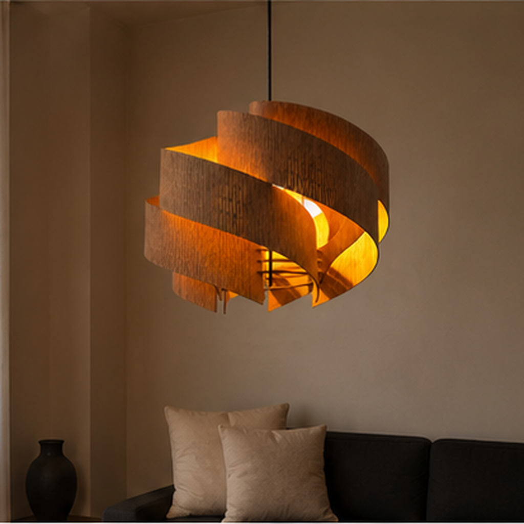 Natural material texture detail of Spiral Wood Chandelier