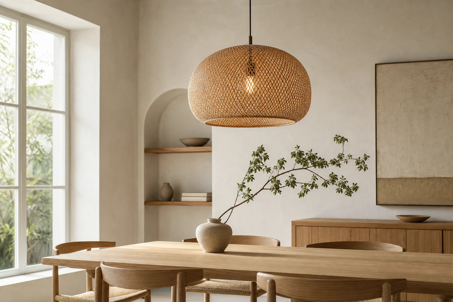 JAPANDI MINIMAL handcrafted rattan and wood lighting collection